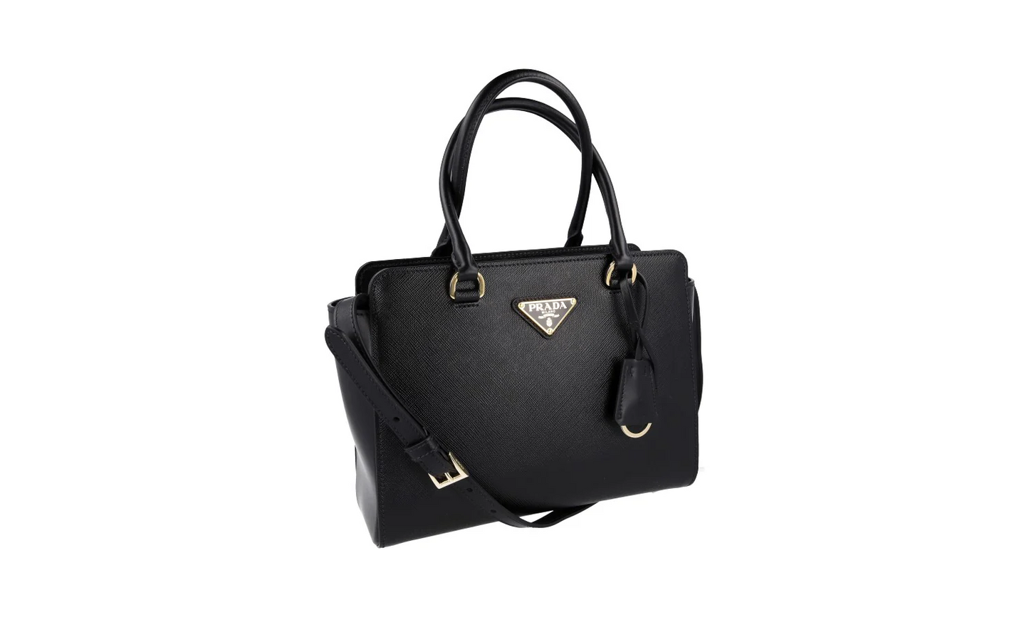 Bolsa Prada Black Saffiano Leather Shoulder Bag