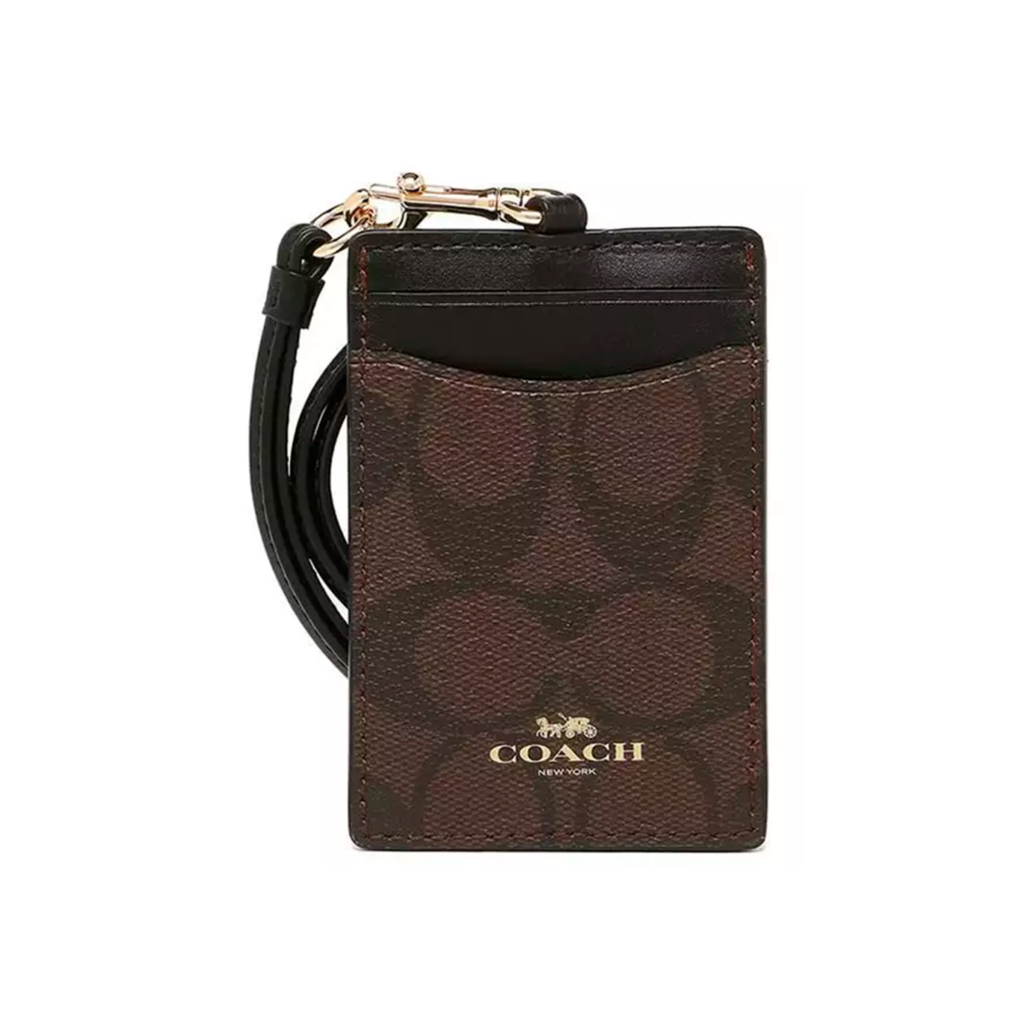 Tarjetero Coach Id Lanyard In Signature Canvas Brown