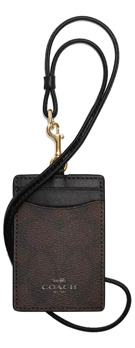Tarjetero Coach Id Lanyard In Signature Canvas Brown