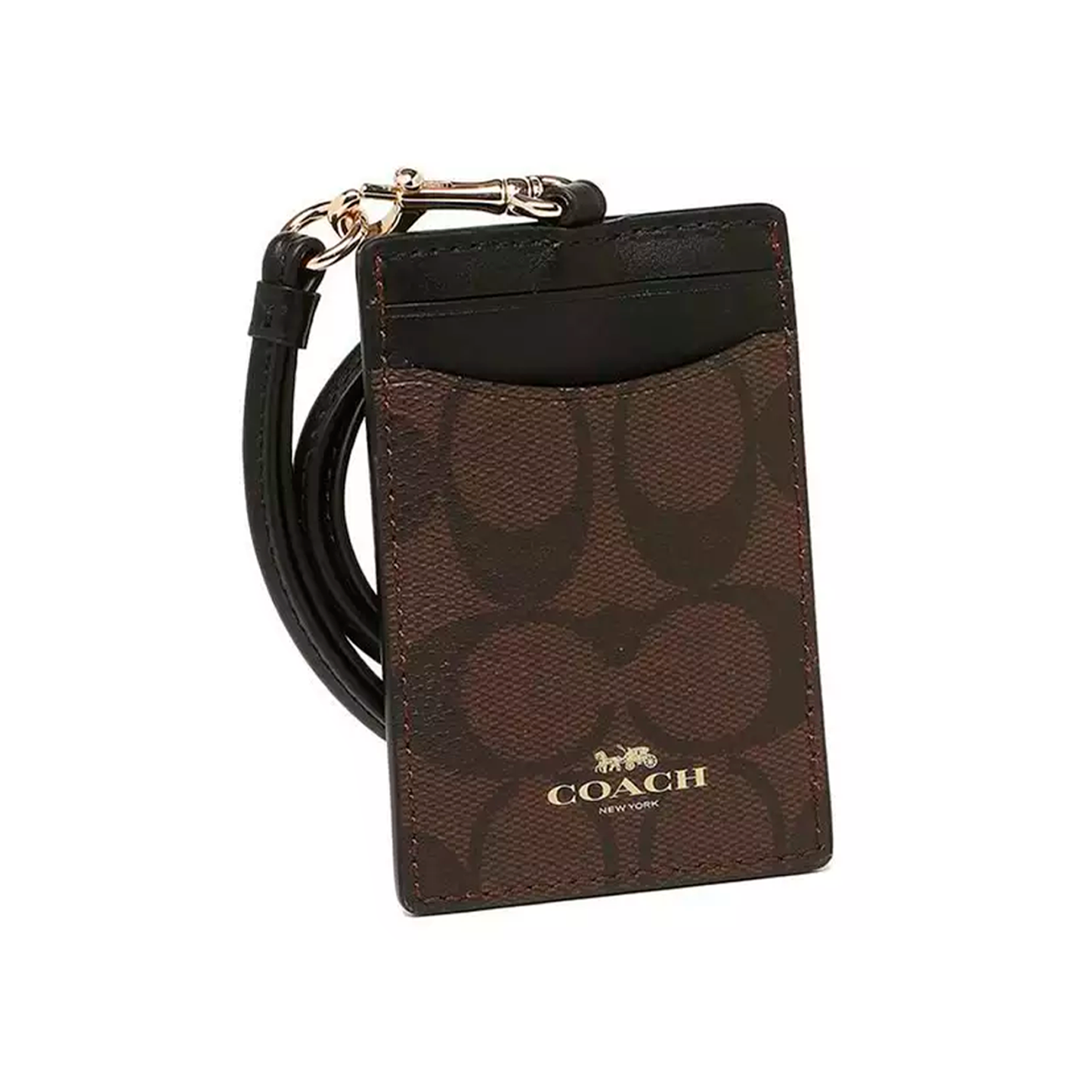 Tarjetero Coach Id Lanyard In Signature Canvas Brown