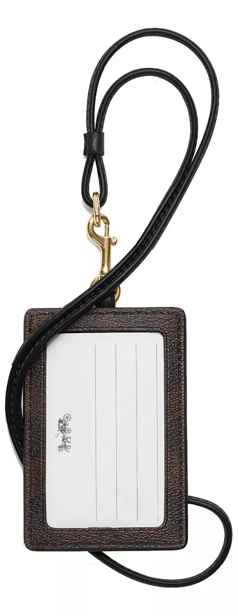 Tarjetero Coach Id Lanyard In Signature Canvas Brown
