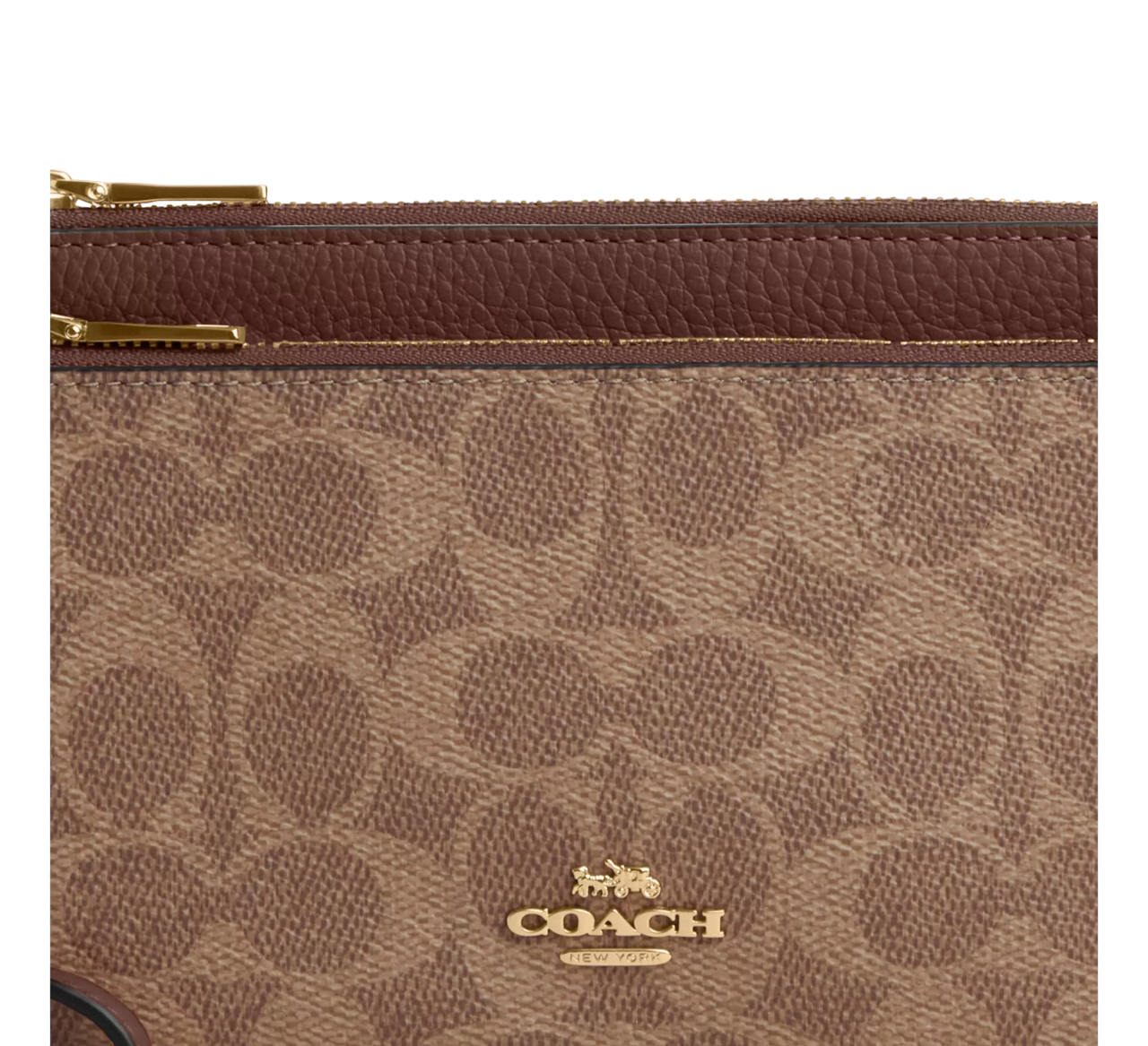 Cartera Coach Double Zip Wallet In Signature Canvas Tan Brown