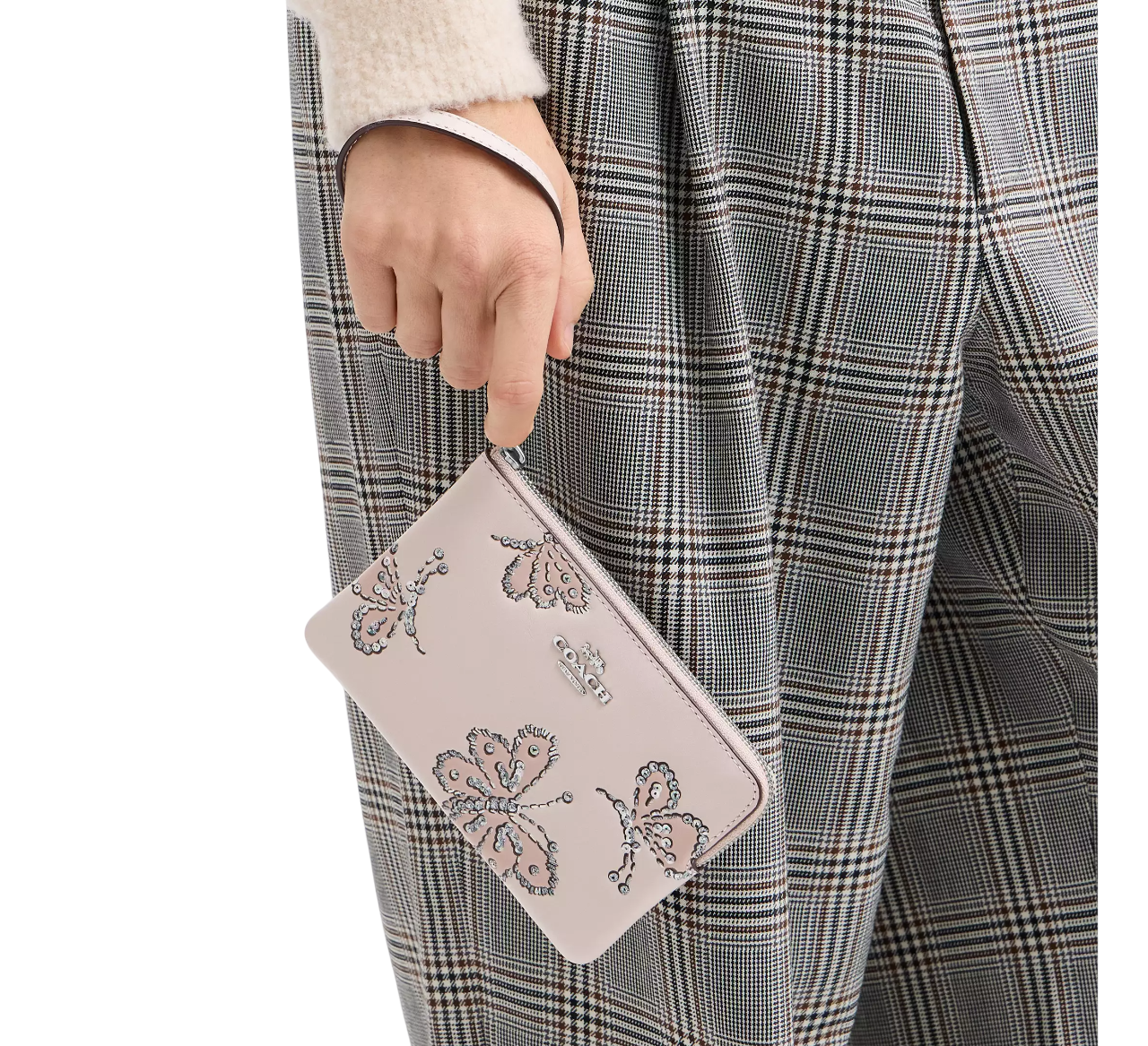 Monedero Coach Corner Zip Wristlet With Sparkly Butterfly Print