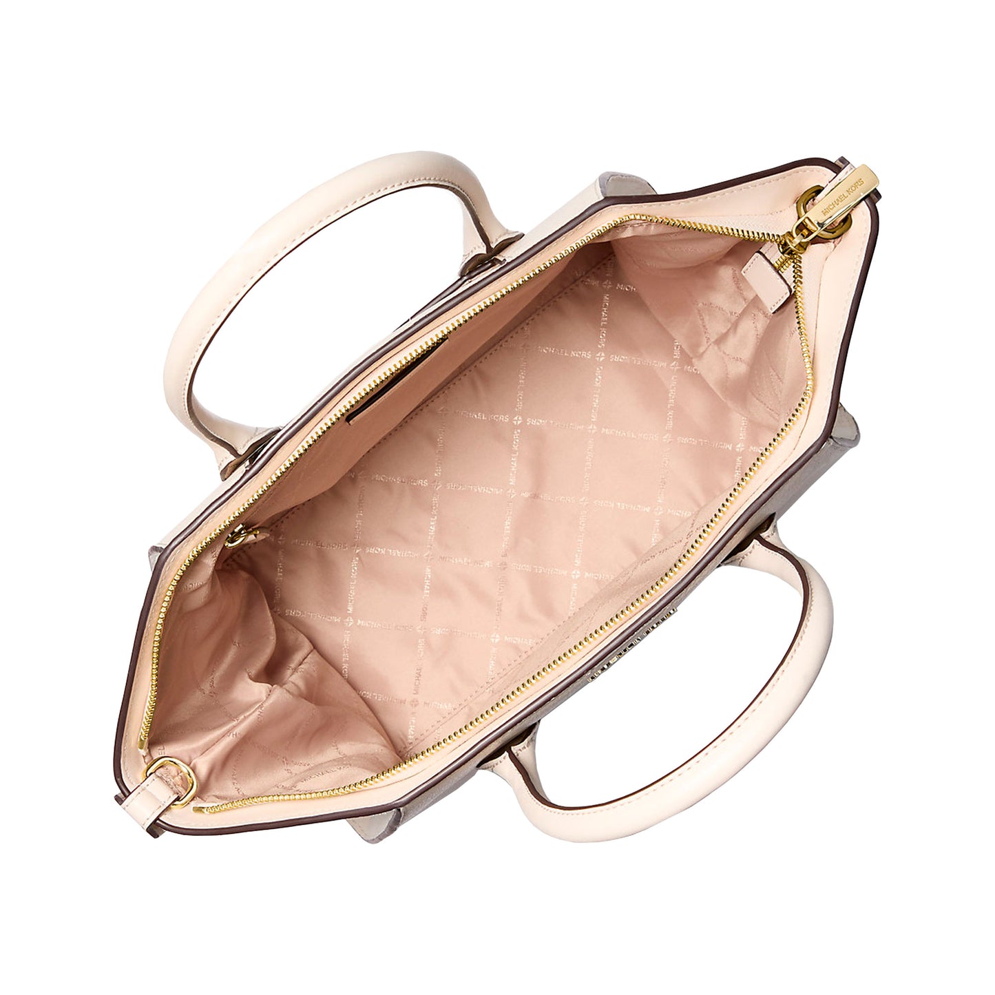 Bolsa Michael Kors Avril Large Leather Top-Zip Satchel Light Cream