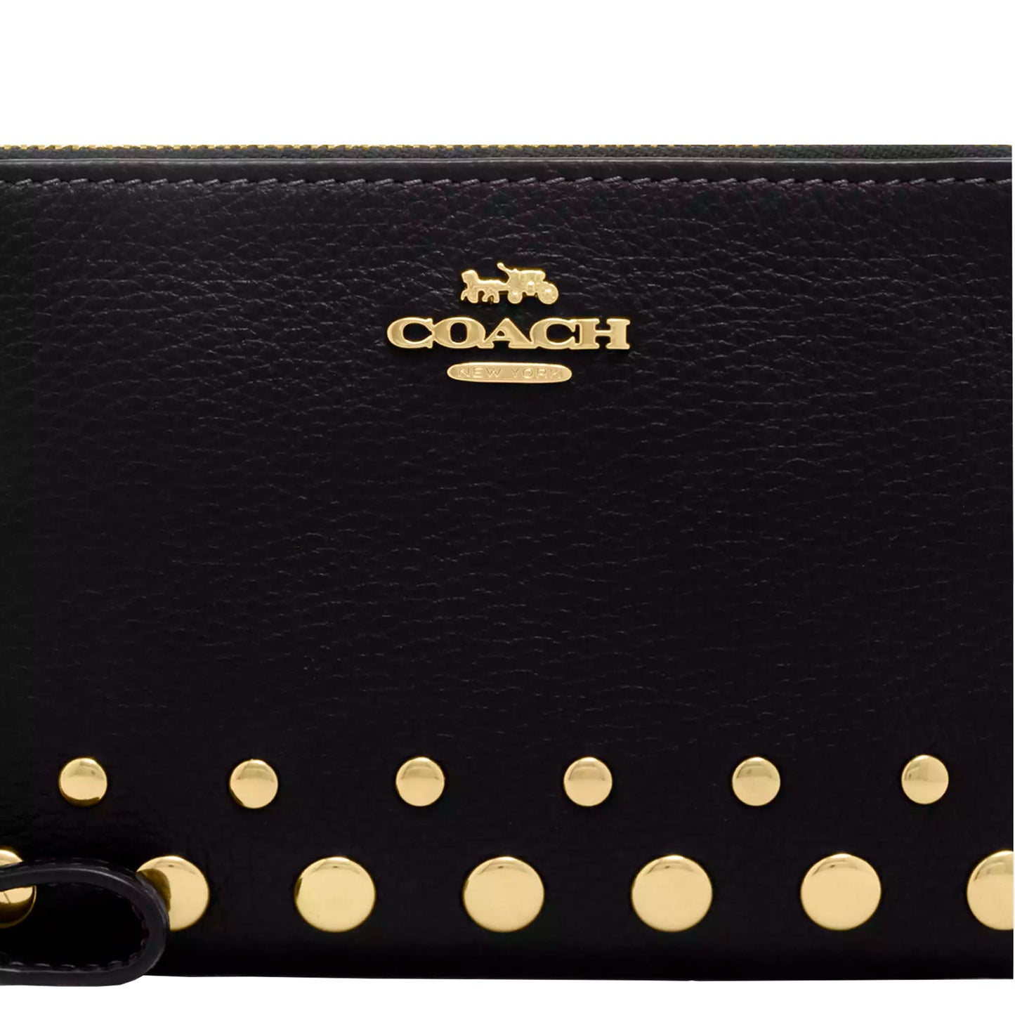 Monedero Coach Corner Zip Wristlet With Rivets Black