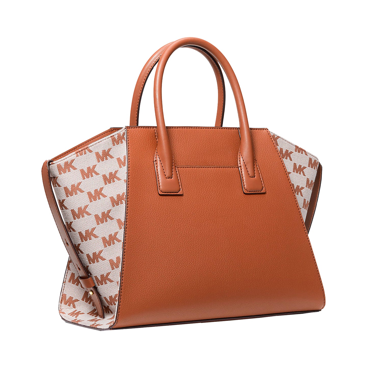 Bolsa Michael Kors Avril Large Leather and Logo Jacquard Satchel Luggage