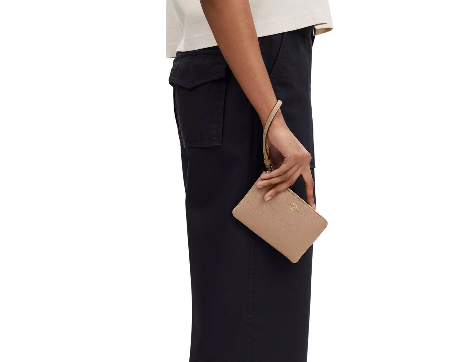 Monedero Coach Corner Zip Wristlet Taupe
