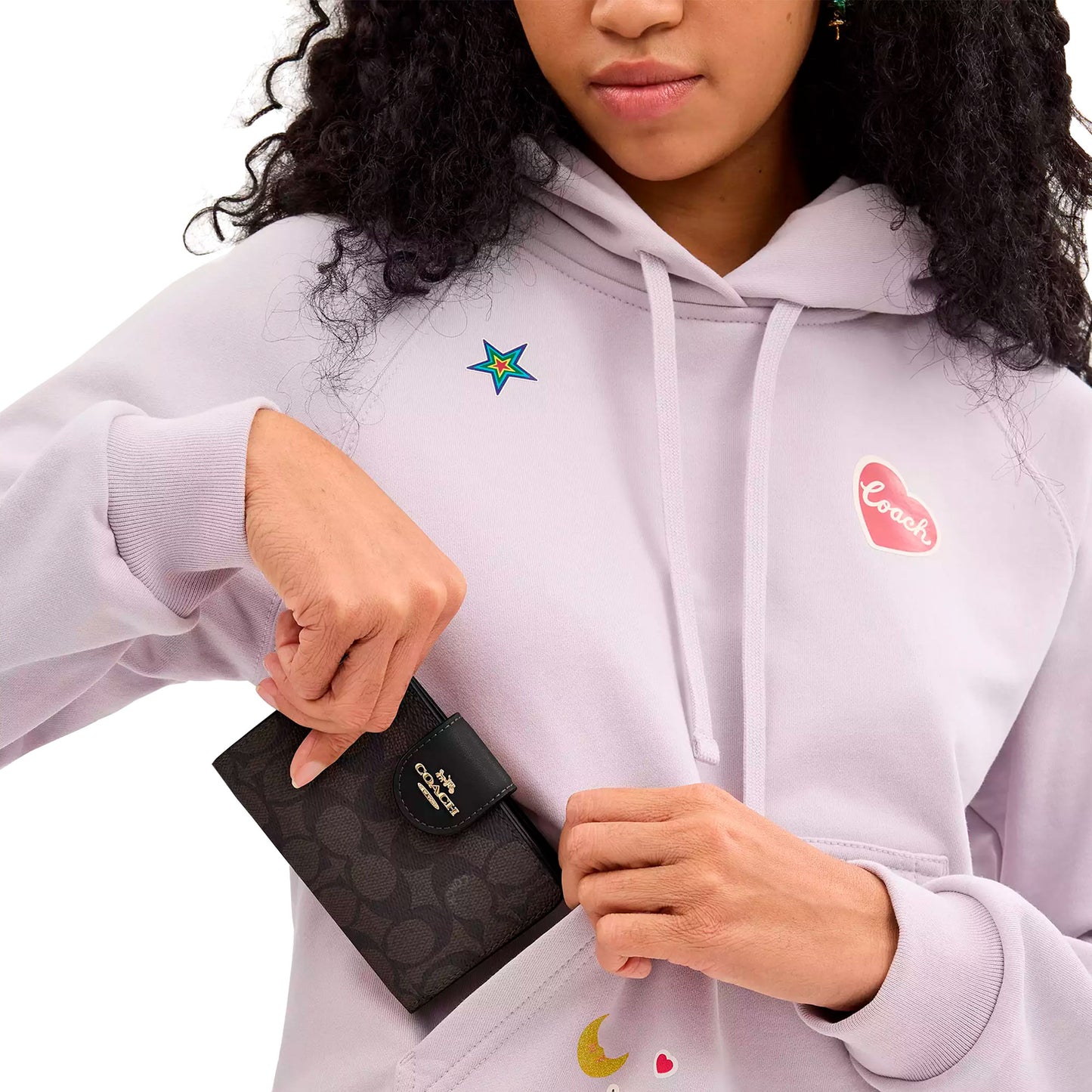 Cartera Coach Medium Corner Zip Wallet In Signature Canvas Brown Black