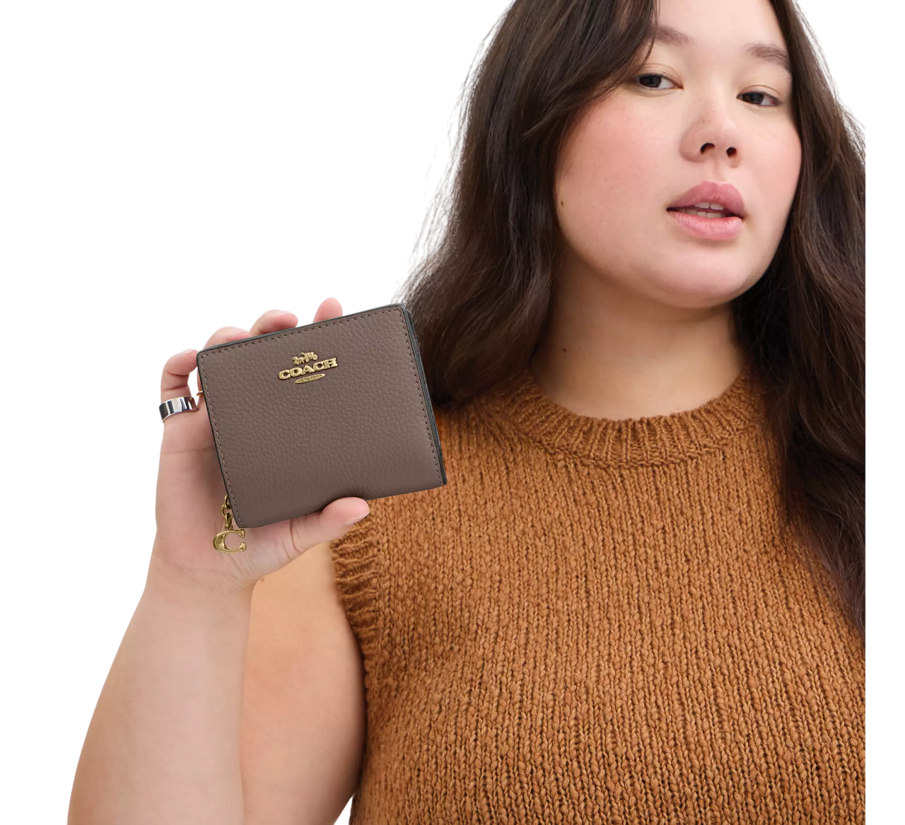 Cartera Coach Snap Wallet Dark Stone