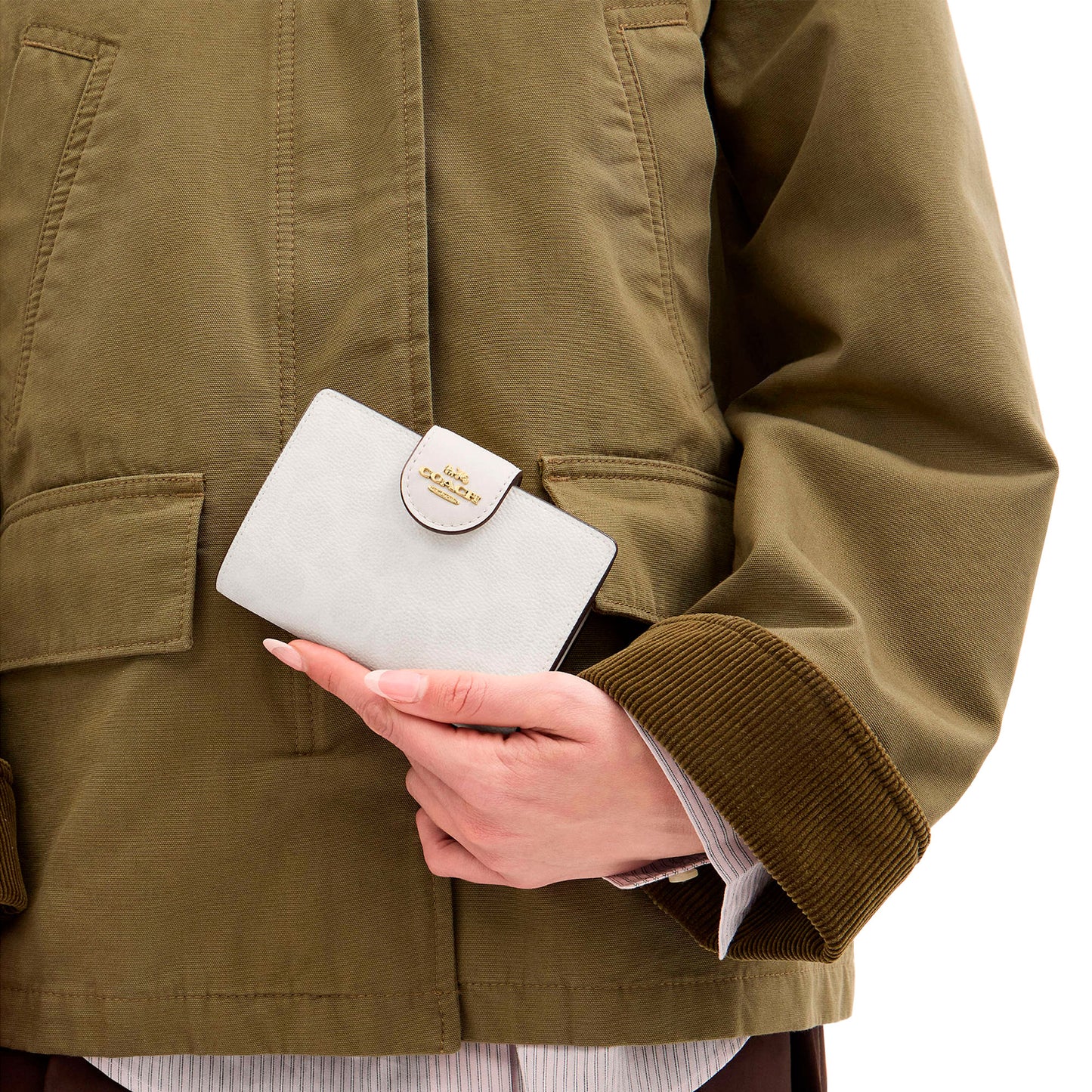 Cartera Coach Medium Corner Zip Wallet In Signature Canvas White Chalk