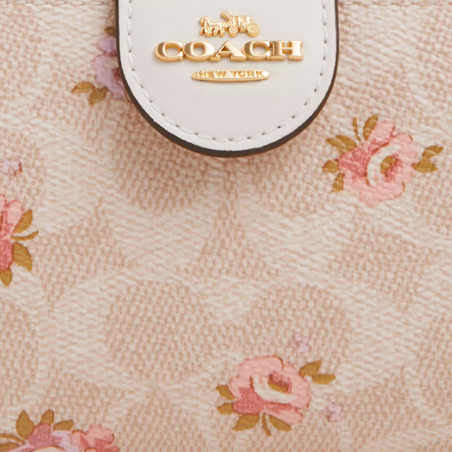 Cartera Medium Corner Zip Wallet In Signature Canvas With Floral Print Sand Multi