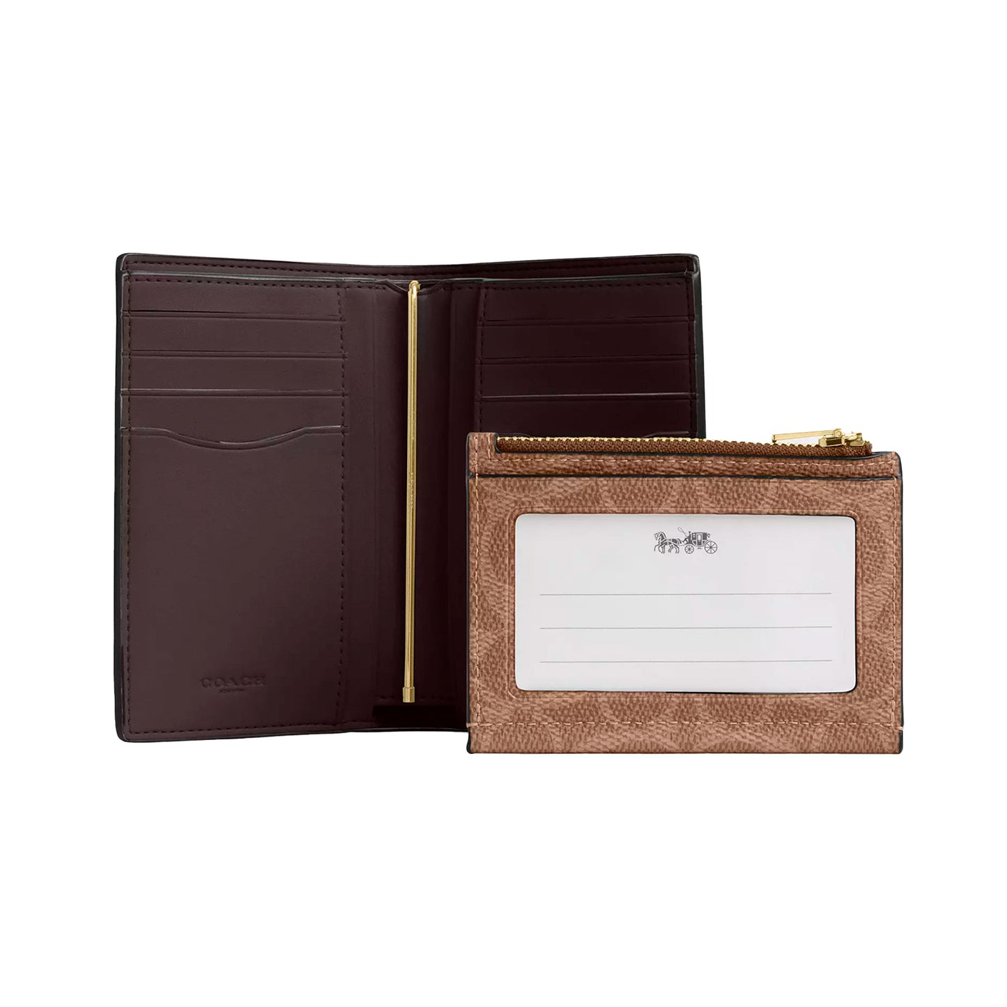 Cartera Coach 2 In 1 Wallet Blocked Signature Canvas Walnut Tan