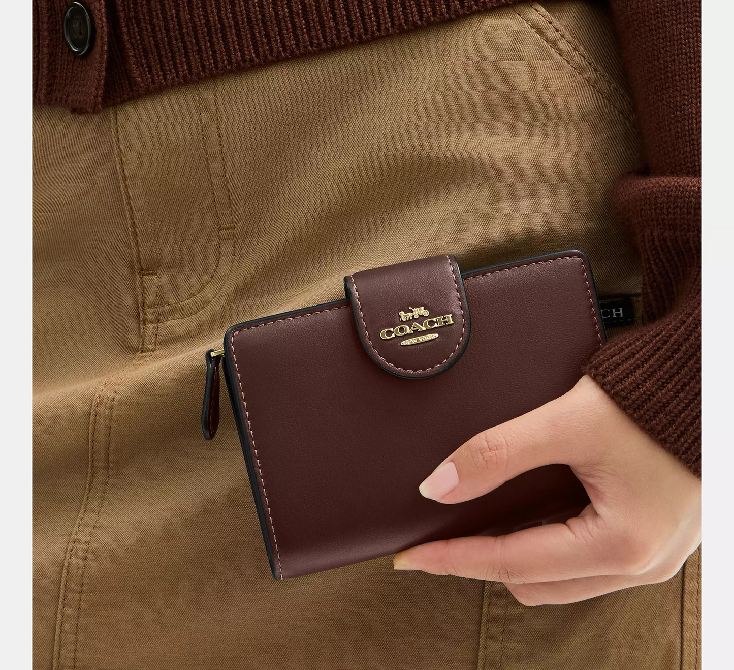 Cartera Coach Medium Corner Zip Wallet Maple