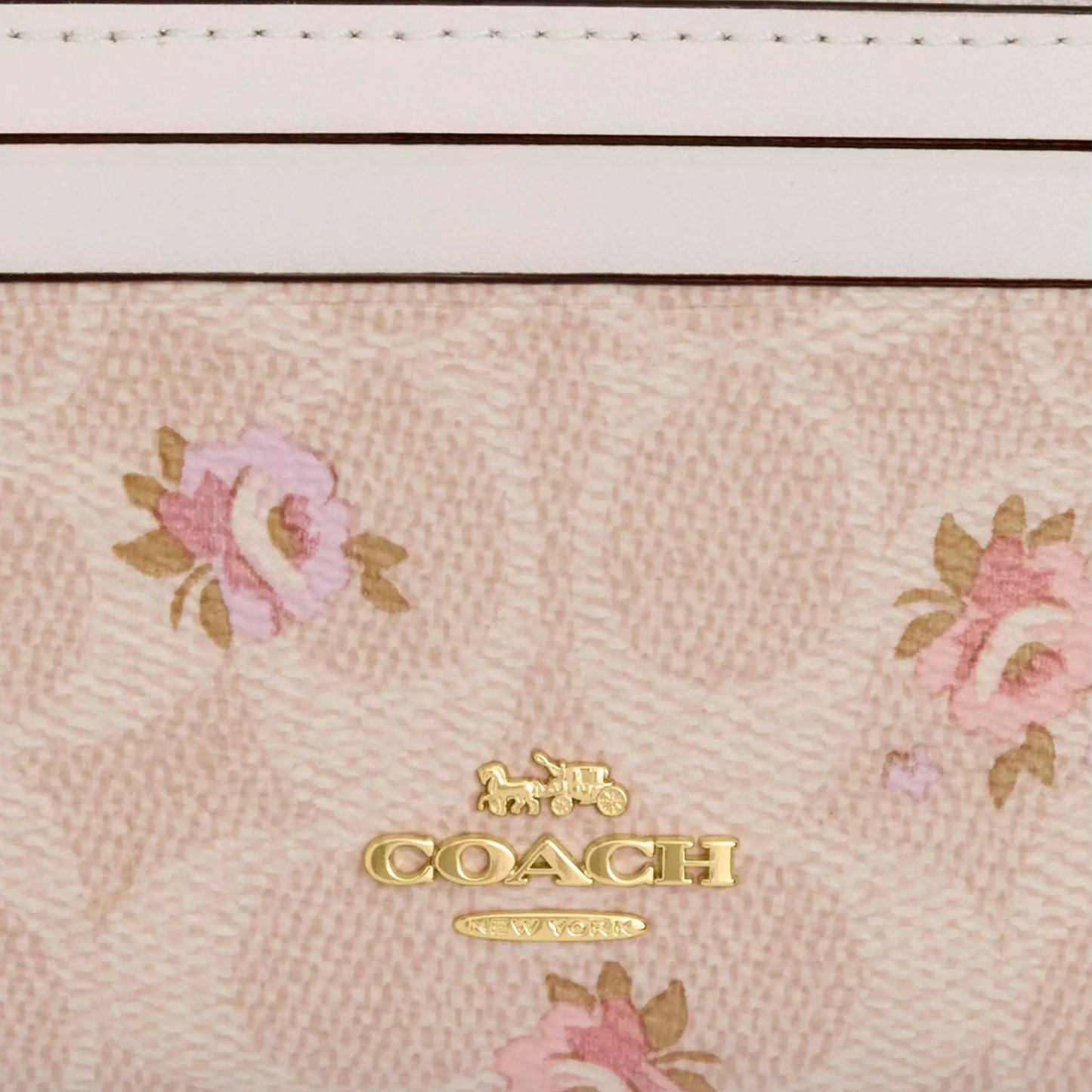 Monedero Coach Mini Skinny Id Case In Signature Canvas With Floral Print Sand Multi