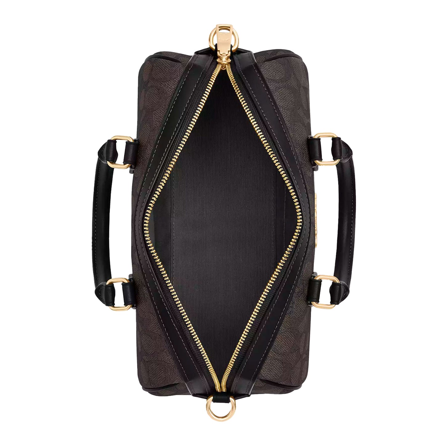 Rowan Long Satchel Bag In Signature Canvas Walnut Black