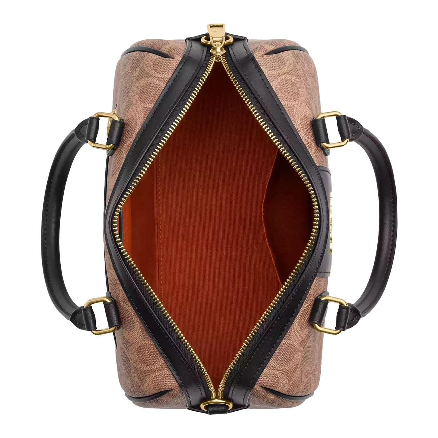 Bolsa Coach Rowan Satchel Bag In Signature Canvas Tan Black