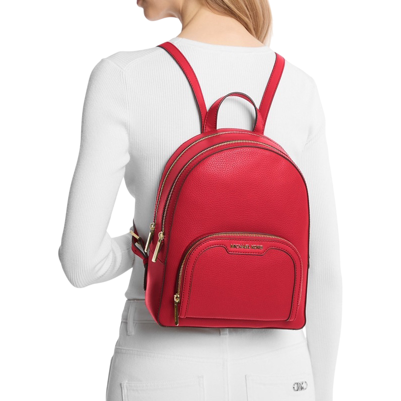 Mochila Michael Kors Jaycee Medium Pebbled Leather Backpack Bright Red
