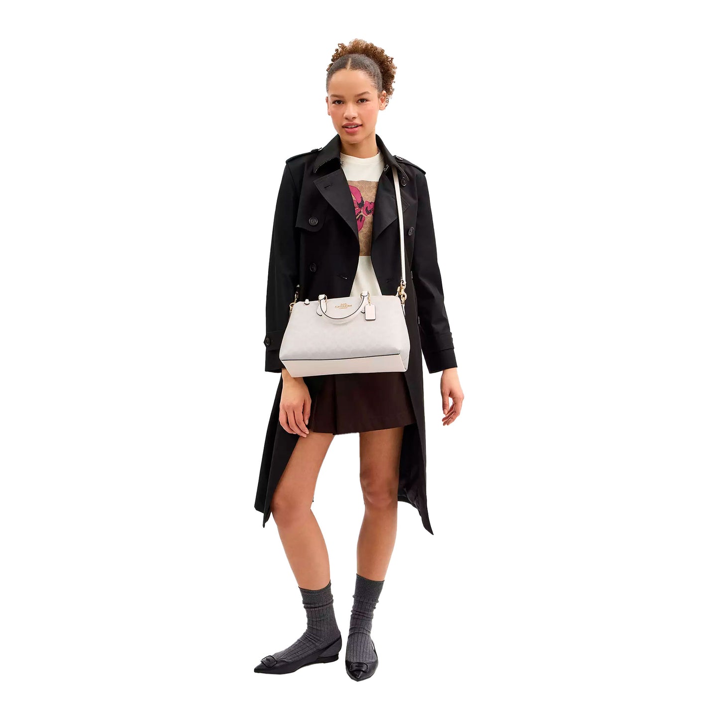 Bolsa Coach Georgia Satchel Bag In Signature Canvas White Chalk
