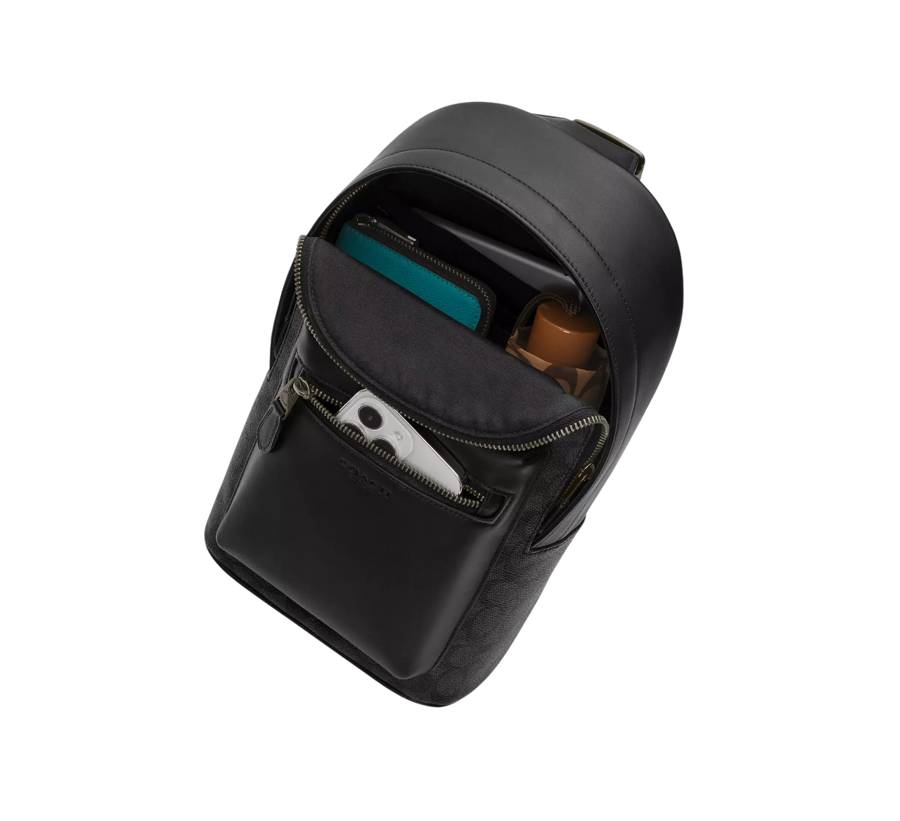 Bandolera Coach West Pack In Signature Canvas With Varsity Graphic
