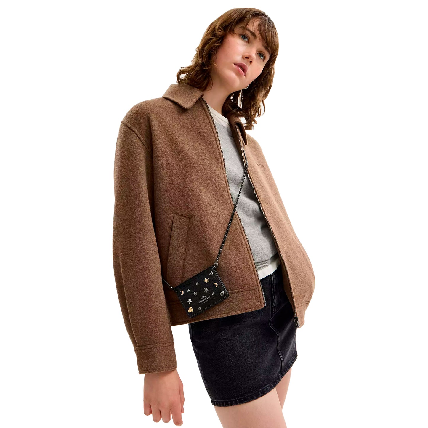 Bolsa Coach Mini Wallet On A Chain With Rivets Black Multi