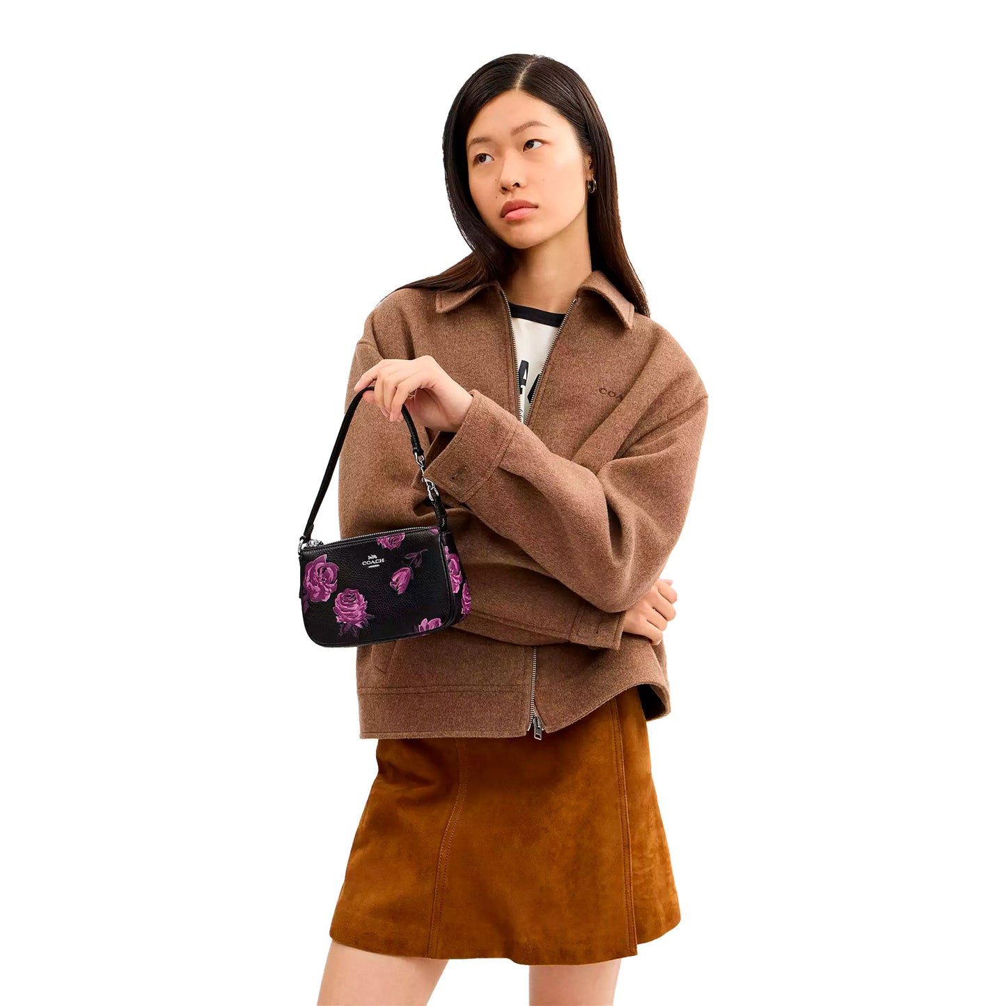 Bolsa Coach Nolita 19 With Floral Print Black Purple