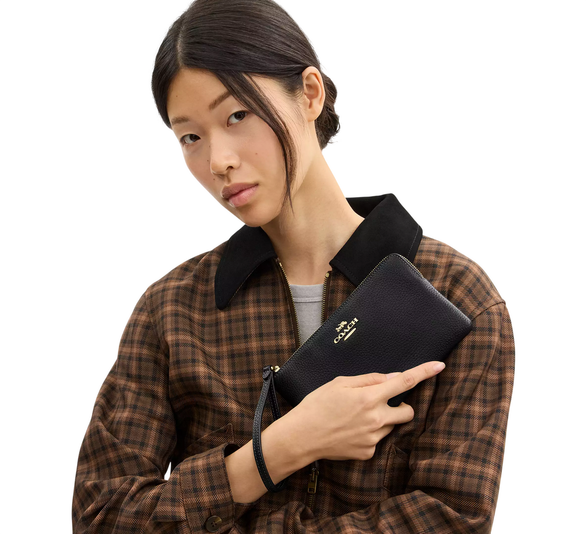 Monedero Coach Large Corner Zip Wristlet Black
