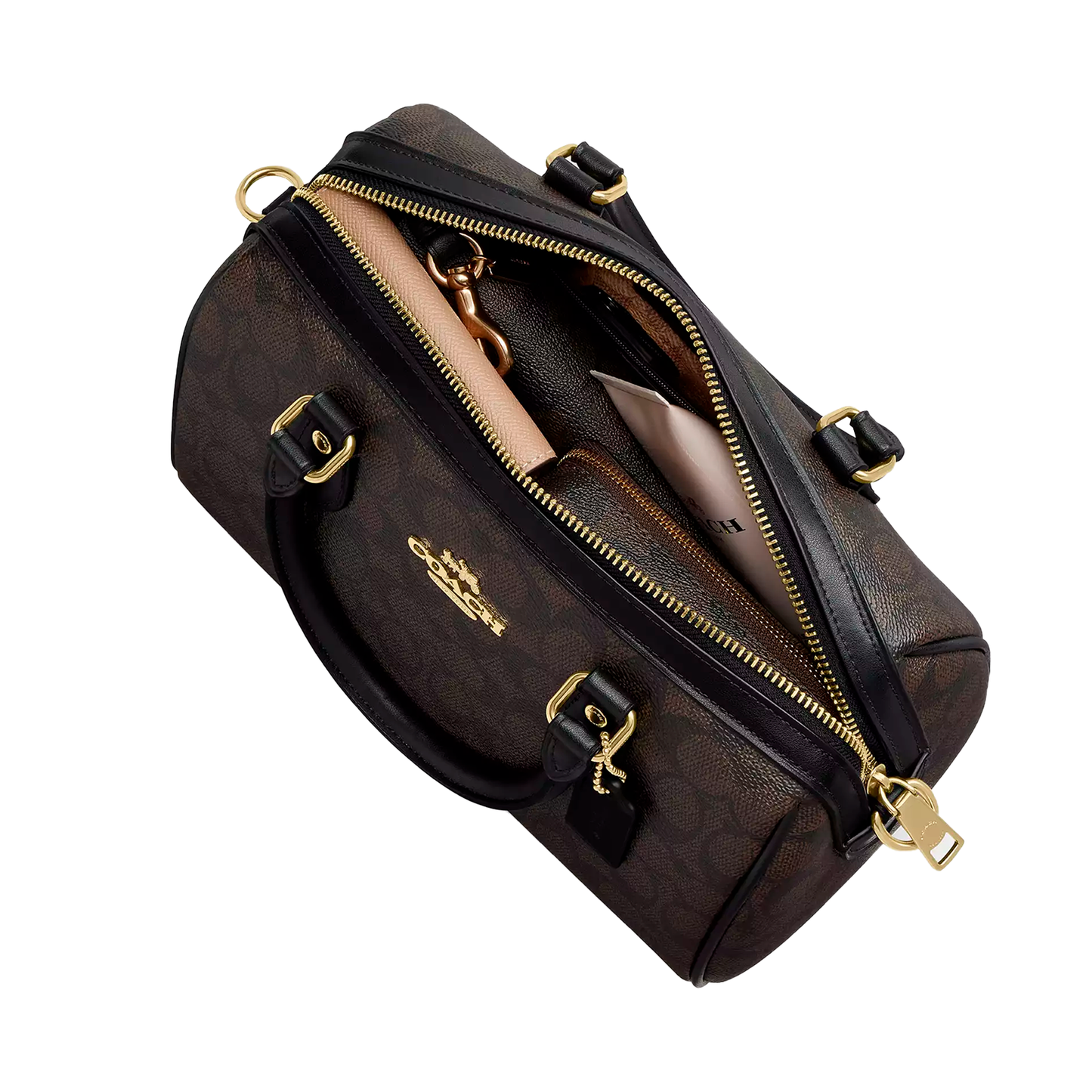 Bolsa Coach Rowan Satchel In Signature Canvas Brown