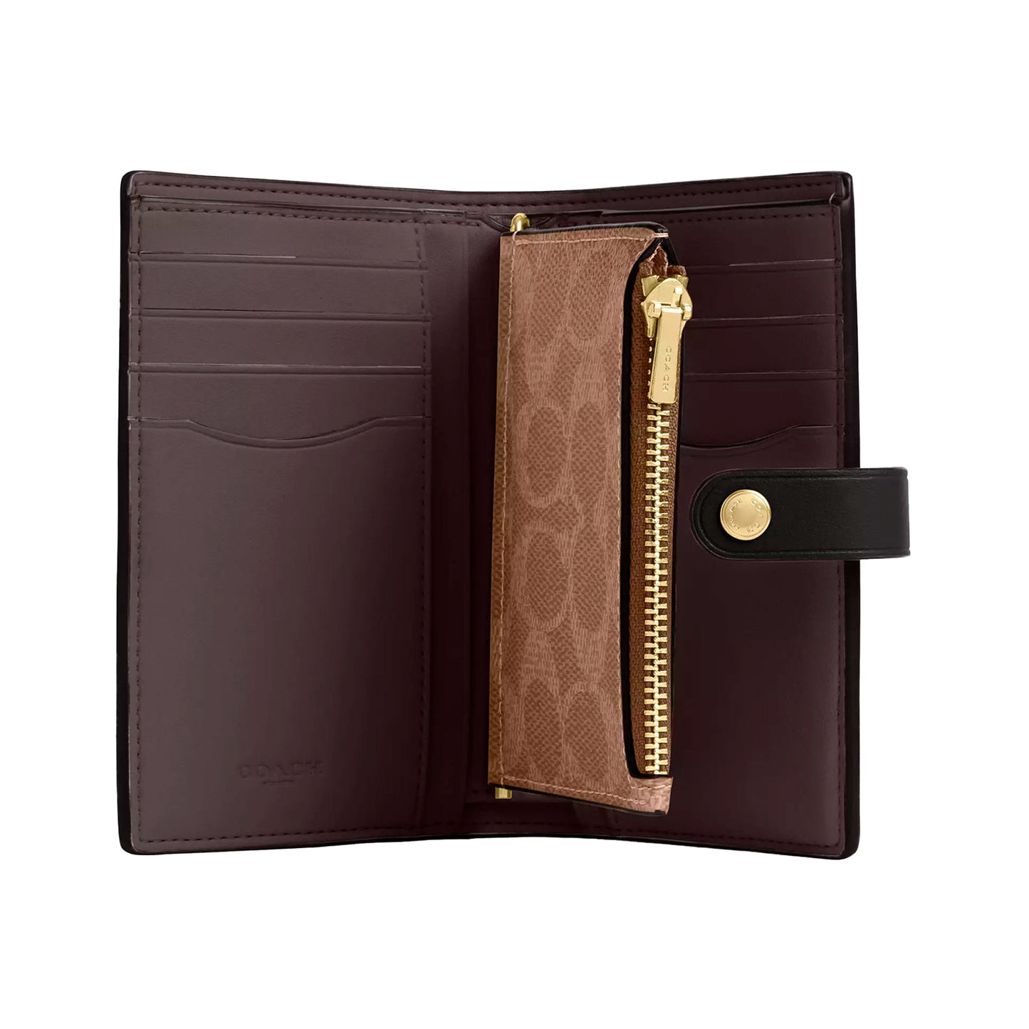 Cartera Coach 2 In 1 Wallet Blocked Signature Canvas Walnut Tan