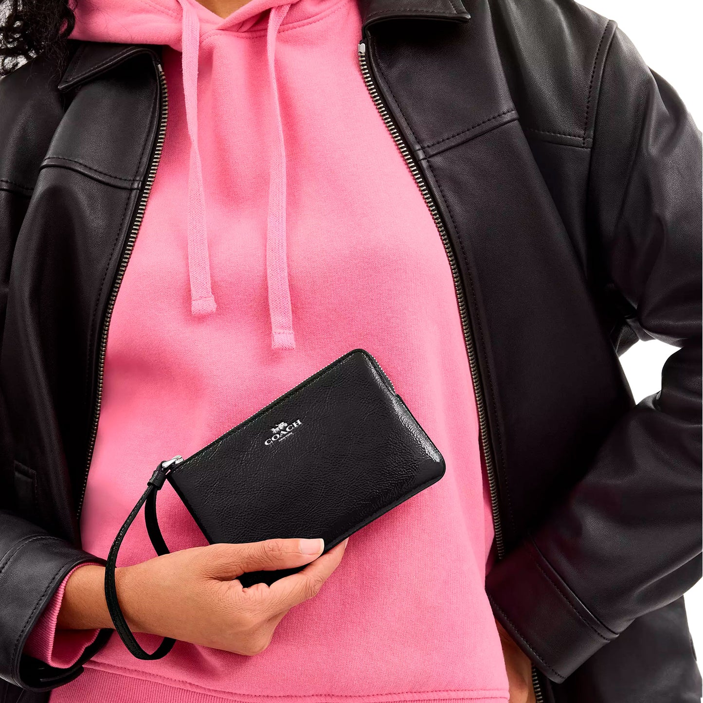 Monedero Coach Corner Zip Wristlet Black