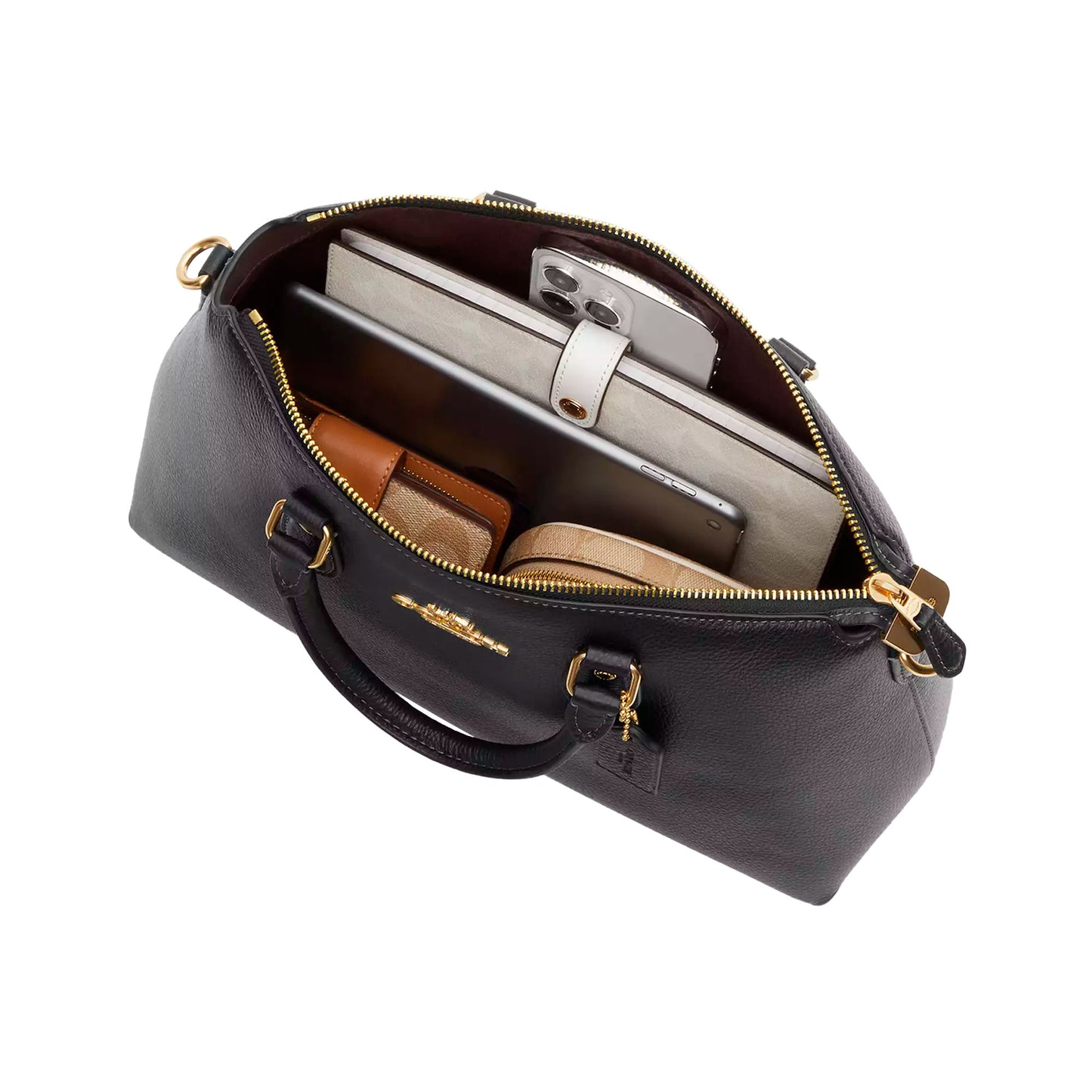 Bolsa Coach Georgia Satchel Bag In Signature Canvas Walnut Black