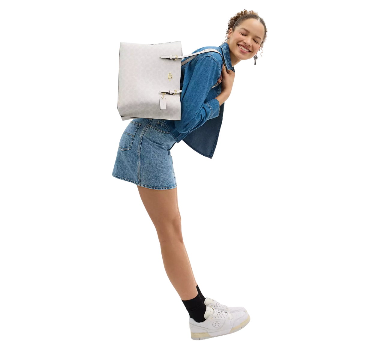 Bolsa Coach Mollie Tote Bag In Signature Canvas White Chalk