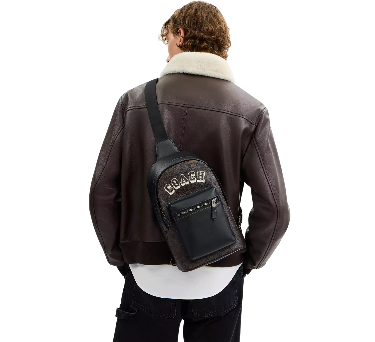Bandolera Coach West Pack In Signature Canvas With Varsity Graphic