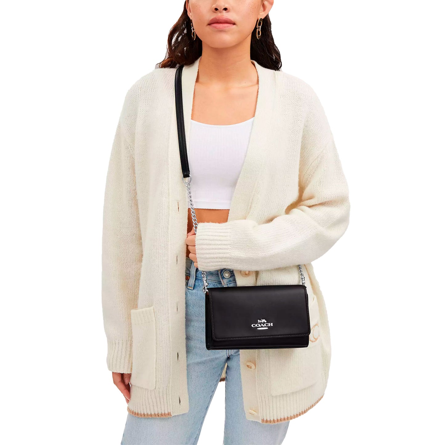 Bolsa Coach Flap Clutch Crossbody Black