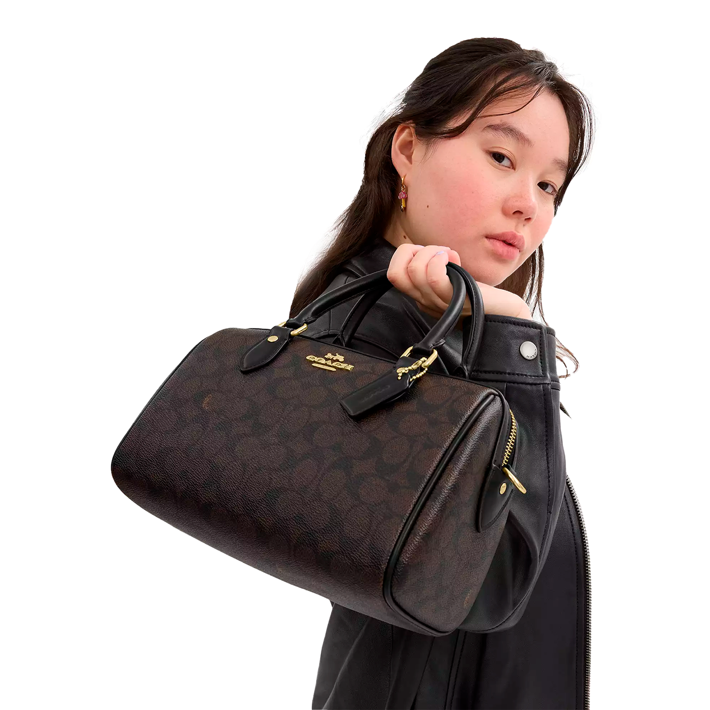 Bolsa Coach Rowan Satchel In Signature Canvas Brown