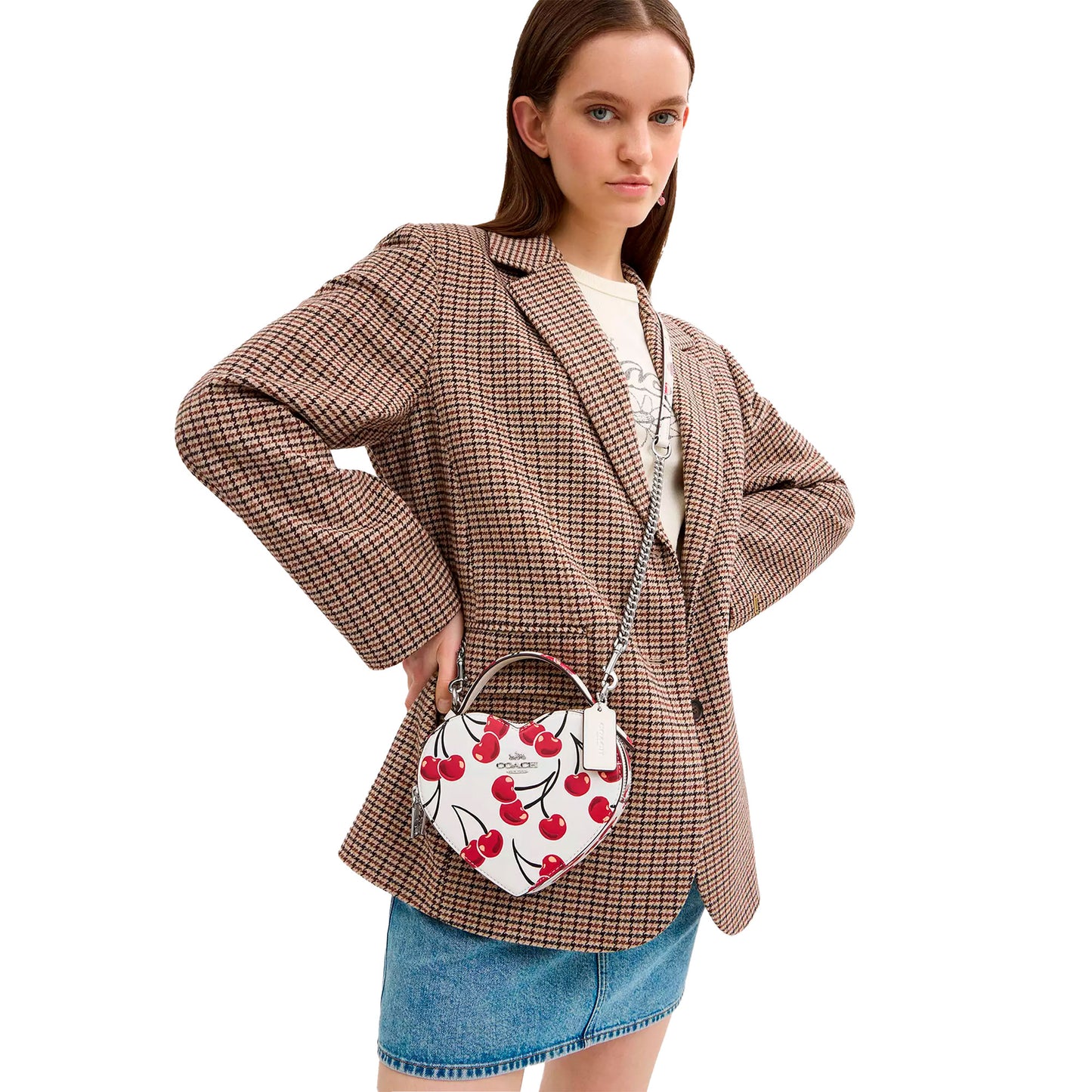 Bolsa Coach Heart Crossbody Bag With Cherry Print Chalk Multi