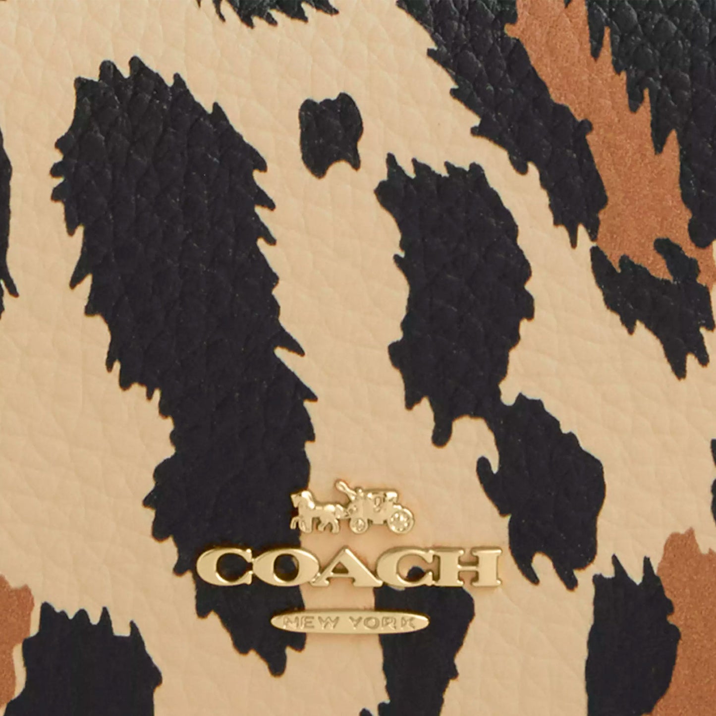 Cartera Coach Card Holder Wallet With Leopard Print And Signature Canvas