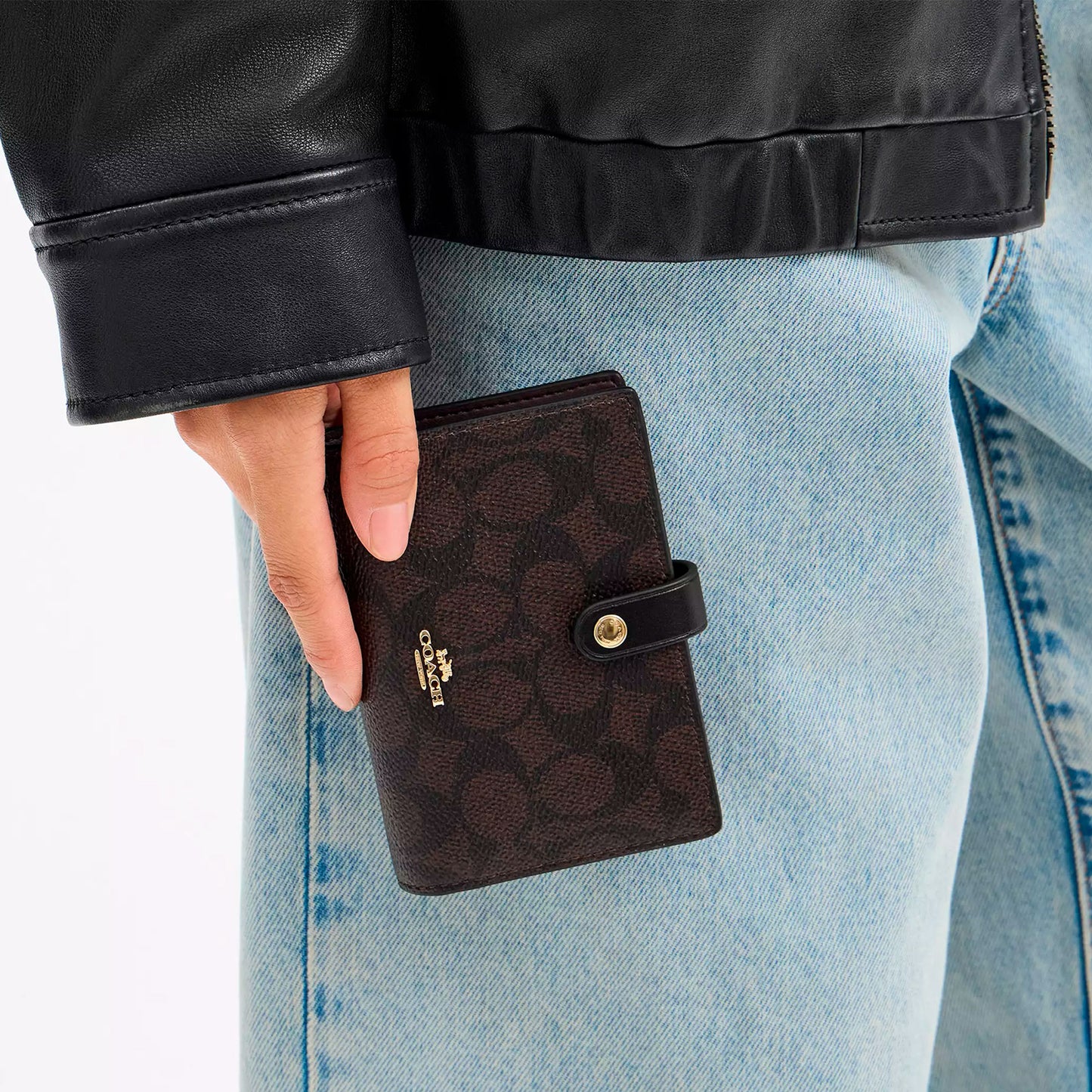 Cartera Coach 2 In 1 Wallet Blocked Signature Canvas Walnut Tan