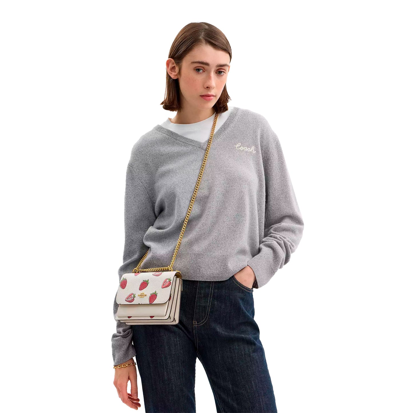 Bolsa Coach Mini Klare Crossbody Bag With Strawberry Print Chalk Multi