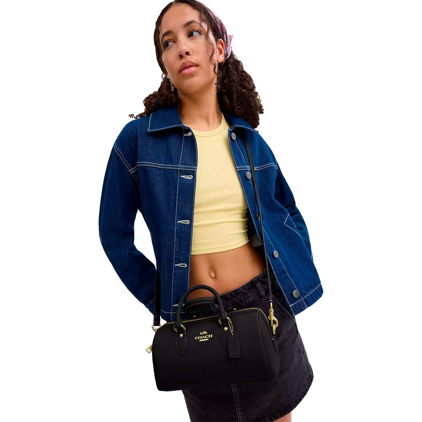 Bolsa Coach Rowan Long Satchel Bag Black