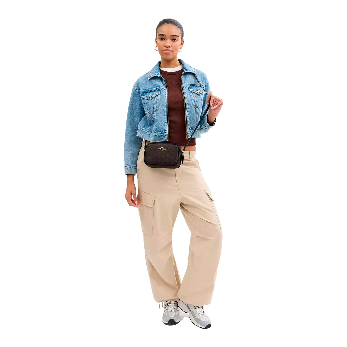 Bolsa Coach Mini Jamie Camera Bag In Signature Canvas Walnut Black