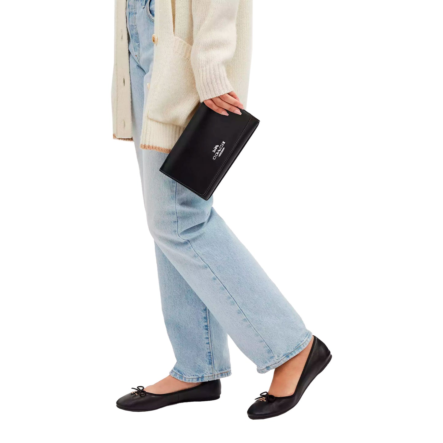 Bolsa Coach Flap Clutch Crossbody Black