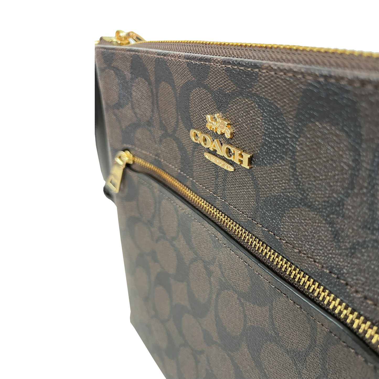 Bolsa Coach Rowan File Bag In Signature Canvas Brown Black