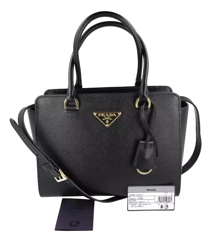 Bolsa Prada Black Saffiano Leather Shoulder Bag