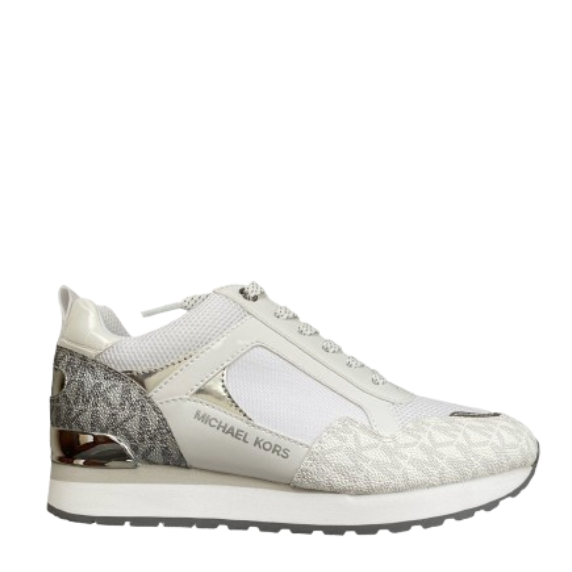 Follie Shop White And Gold Mk Sneakers Clearance Michael Kors