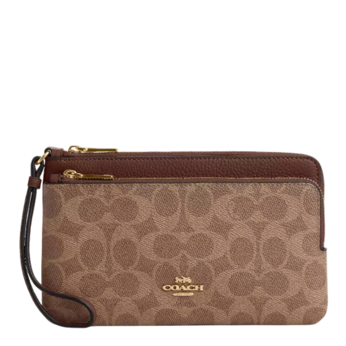 Cartera Coach Double Zip Wallet In Signature Canvas Tan Brown