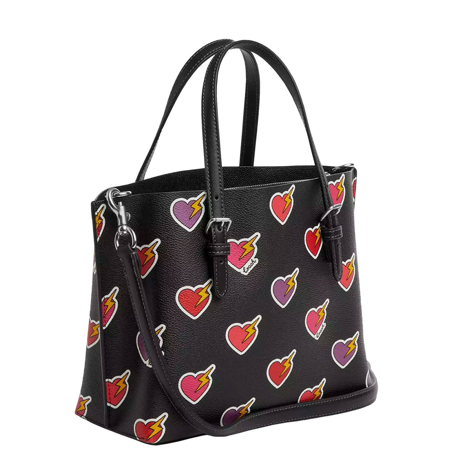 Bolsa Coach Mollie Tote Bag 25 With Heart Bolt Print Black Multi
