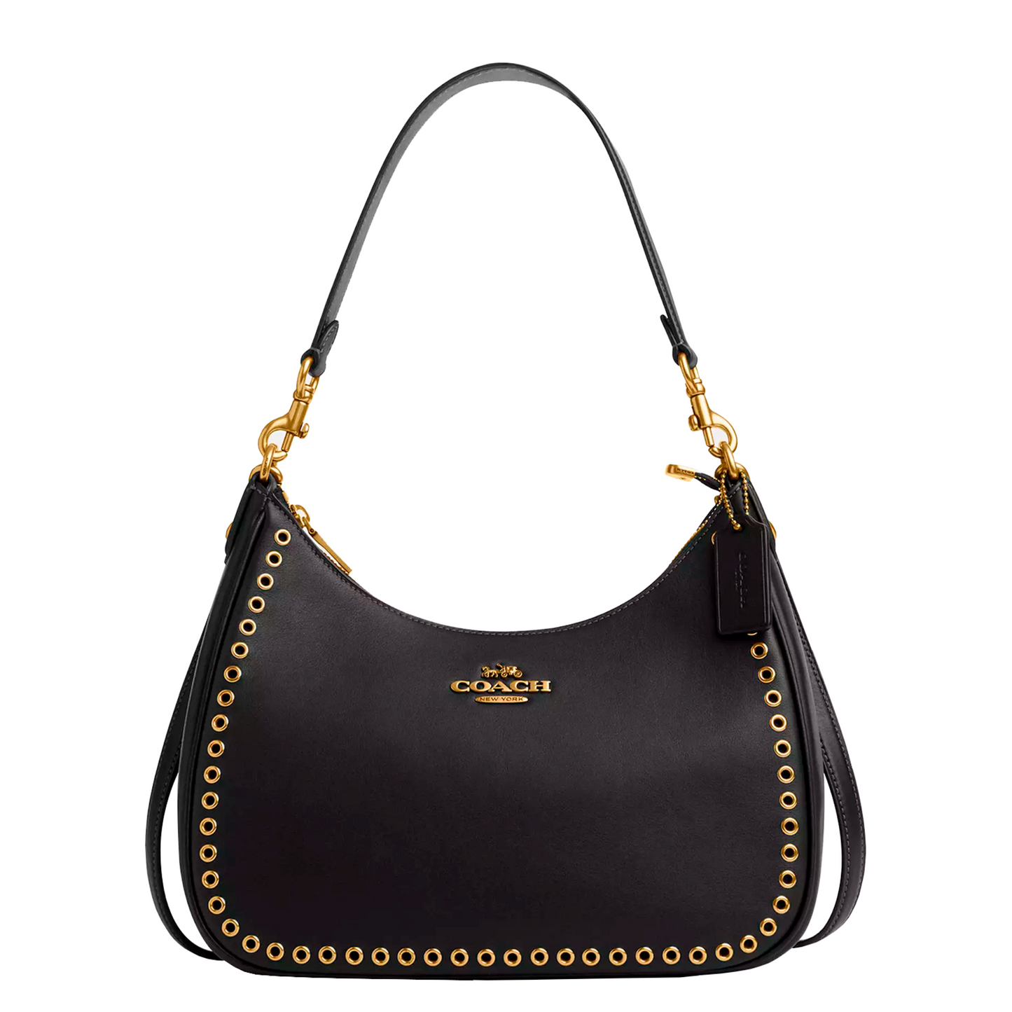 Bolsa Coach Teri Hobo Bag With Grommets Brass Black