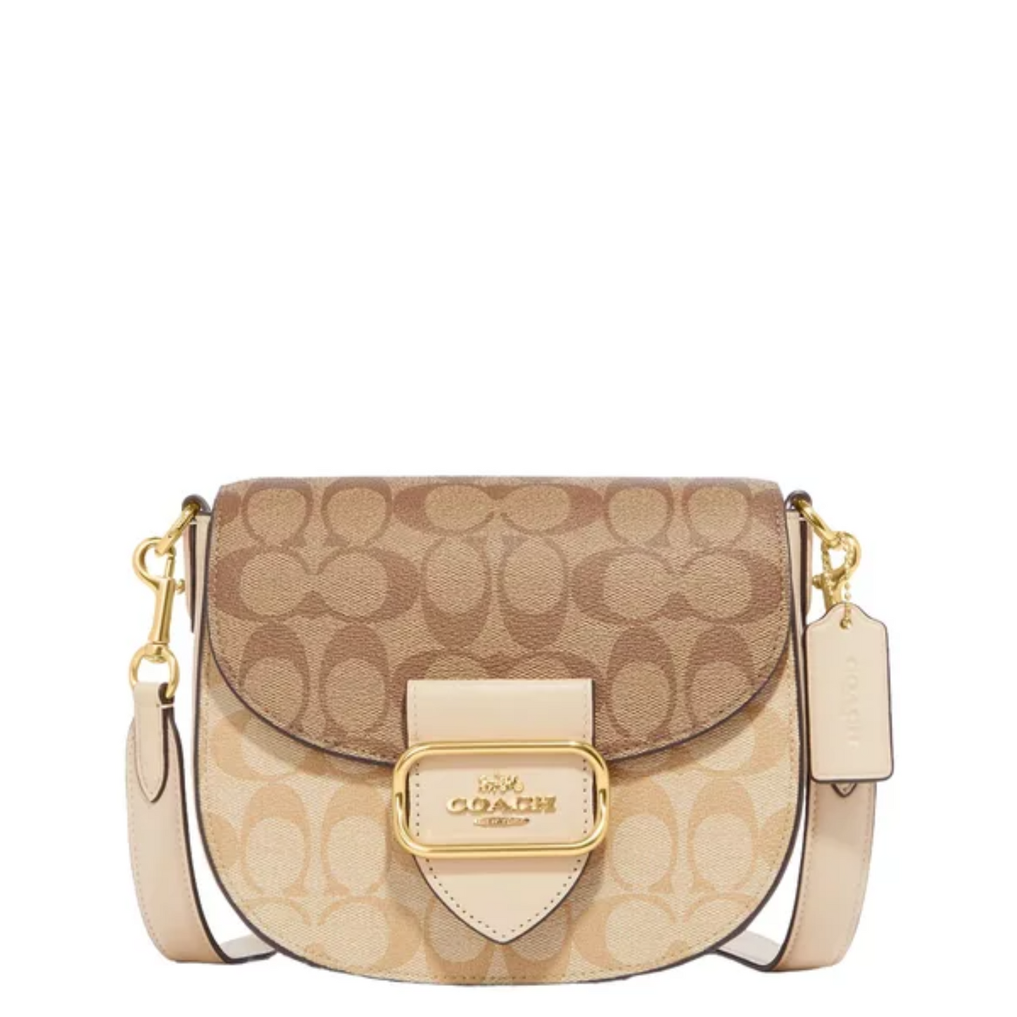 Bolsa Coach Morgan Saddle Bag In Blocked Signature Canvas Light Khaki