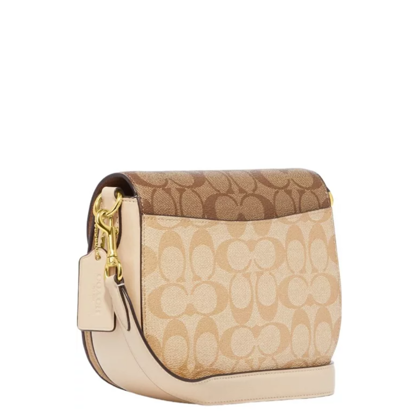Bolsa Coach Morgan Saddle Bag In Blocked Signature Canvas Light Khaki