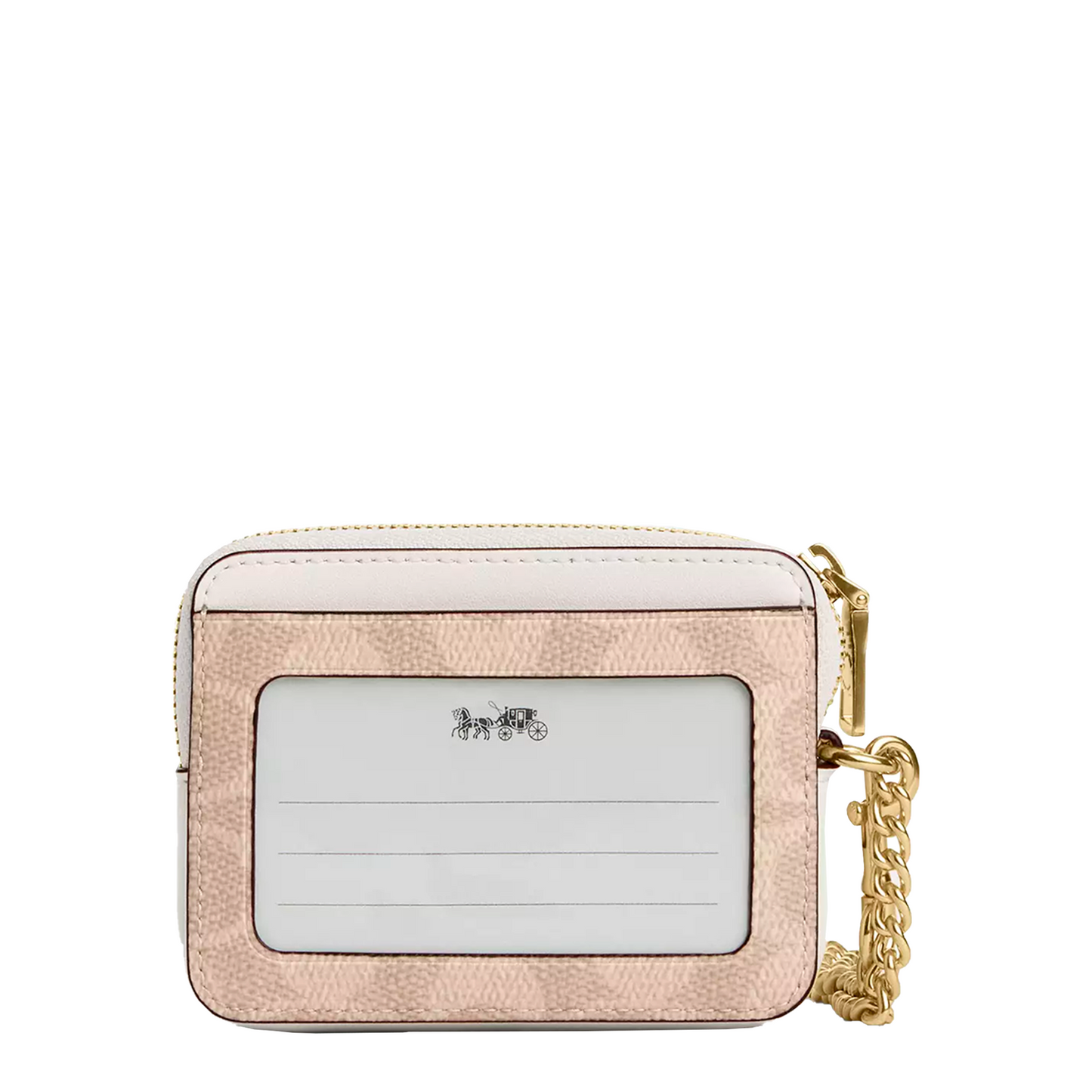 Monedero Coach Zip Card Case Signature Canvas Sand Chalk